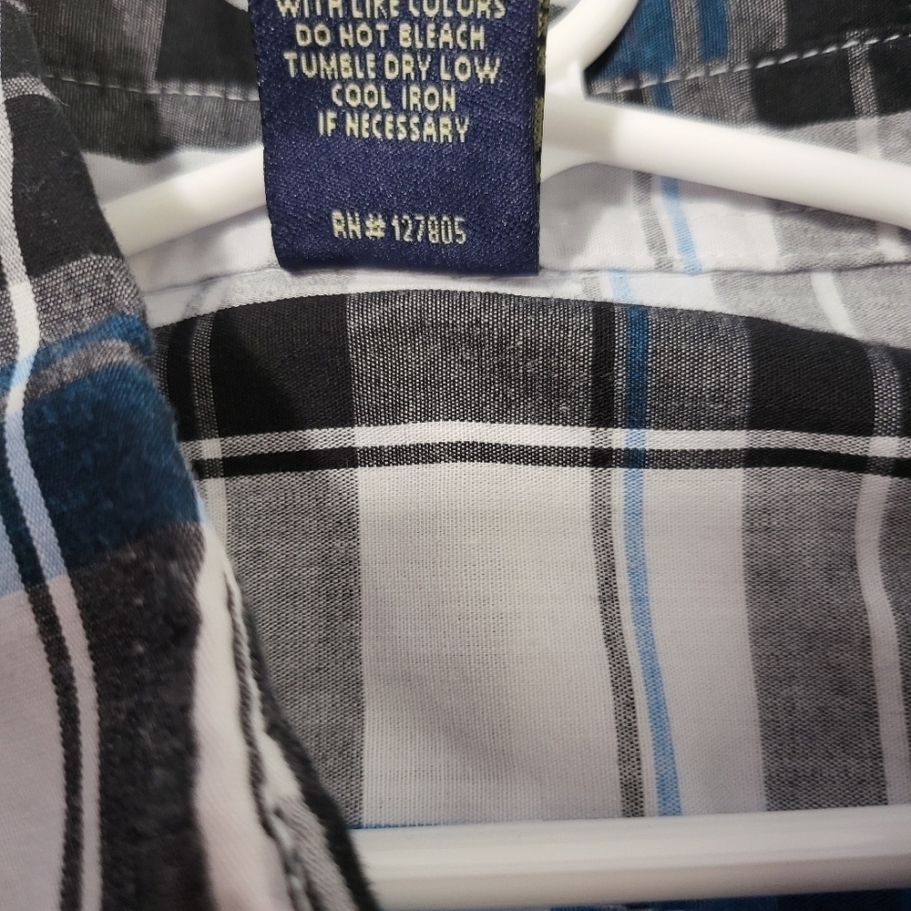 US Polo Boys Blue and Black Plaid Shirt - Picture 6 of 6